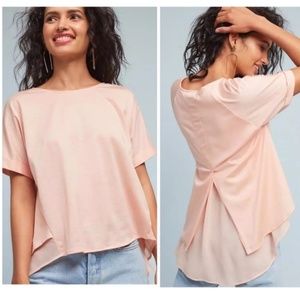 Sold! Anthropologie linen and chiffon pink tee